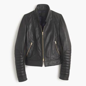 J. Crew Collection standing-collar leather jacket